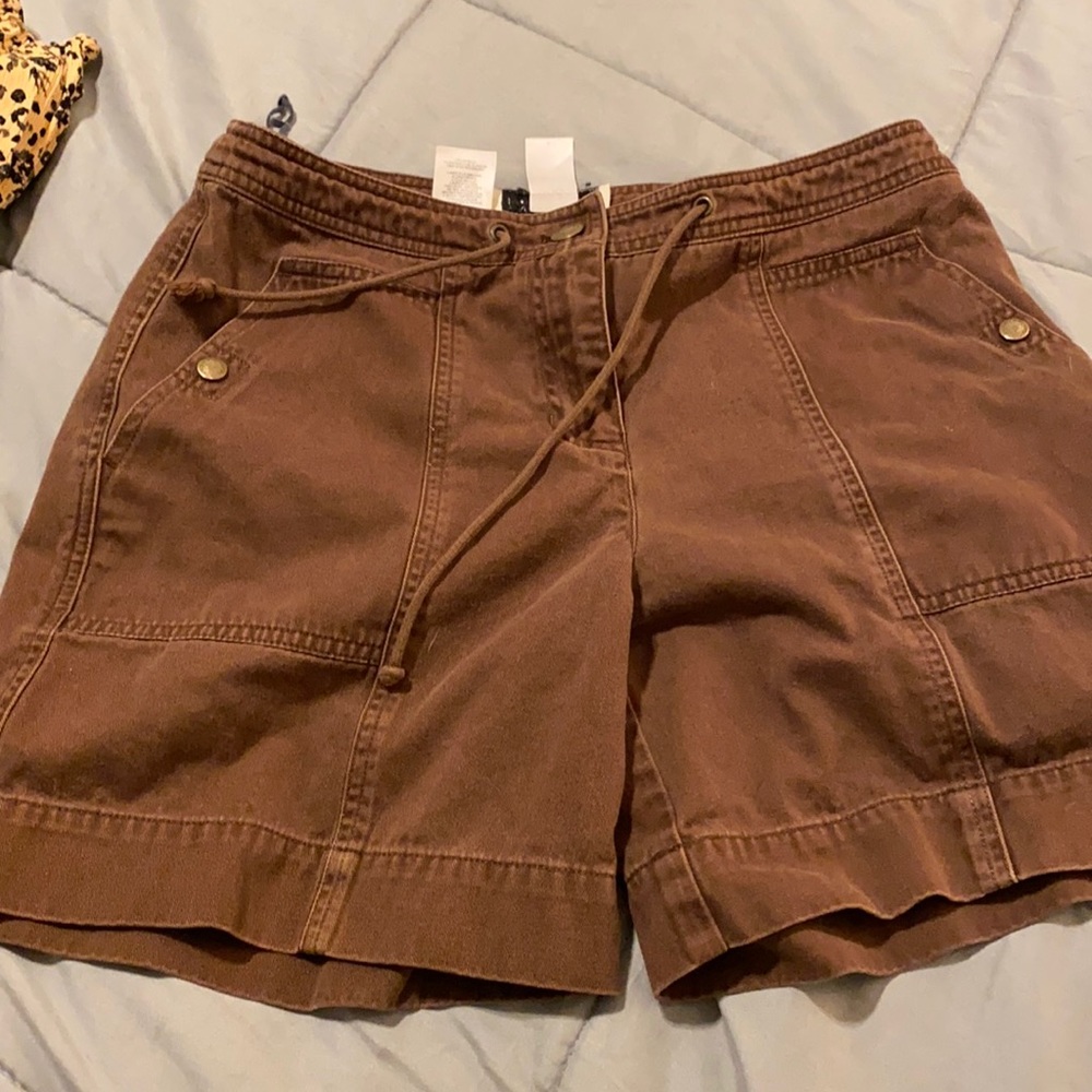 Brown mid thigh shorts